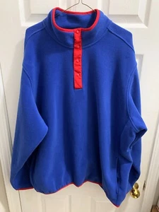 Lands' End Men's Blue Fleece Neck Pullover Snap Neck Pullover. Size 3XL. - Picture 1 of 12
