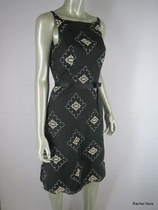 Laundry Dress Sz 8 M Black White Floral Embroidered Boat Neck Sleeveless Belted - Picture 1 of 8