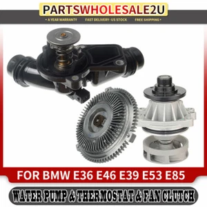 Water Pump & Thermostat & Fan Clutch  Assembly for BMW E36 E46 E39 E53 E85 E83 - Picture 1 of 8