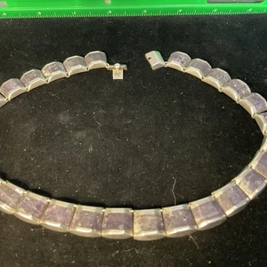 Vintage STERLINGSILBER Intarsien Kuppel ONYX graduierte GLIEDER HALSKETTE TAXCO 925 - Bild 1 von 14