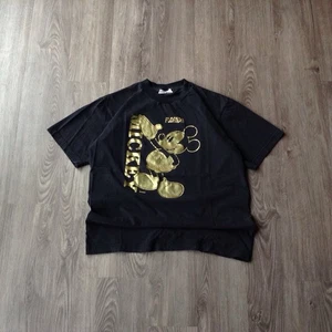 Vintage 90s Mickey Mouse Florida Black Velva Sheen Faded Grunge T Shirt XL - Picture 1 of 4