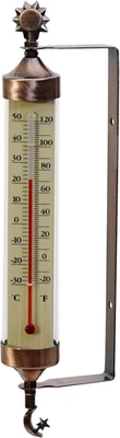 Termómetro de tubo de cobre desgastado AcuRite 02309 con detalles de sol y luna Foto 1 de 4