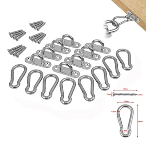 8 Pcs Stainless Steel 1.8 Inch Pad Eye Plate U Hooks + 8pcs Snap Staple Kit ~ - Picture 1 of 8