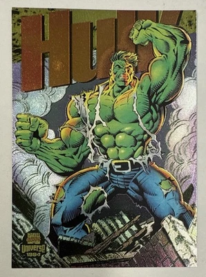 1994 Marvel Universe POWER BLAST INSERT / Hulk SILVER / RARE! - Image 1 of 2