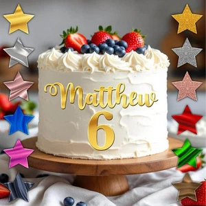 Personalisierte Acryl Kuchen Anhänger oben Name & Alter Größen 7,6 cm 10,2 cm - Bild 1 von 27