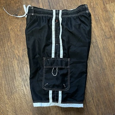 NBN Gear Hombres Board Shorts Blanco y Negro Cordón Bolsillo Bañador Talla XL Foto 1 de 4