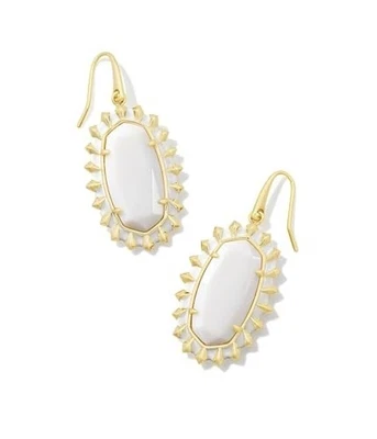 Kendra Scott Framed Stone Drop Earrings Women Gold White 14k Gold-Plated BUU1304 - Image 1 of 4