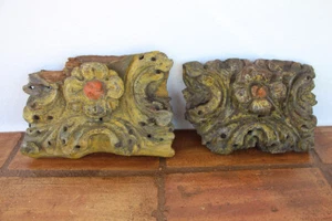 Juego de dos fragmentos de altar barroco antiguo, indo-portugués siglo XVII - Imagen 1 de 10