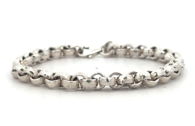 Designer .999 Fine Silver Hammered Textured Round Link Bicycle Chain Bracelet - Image 1 of 4