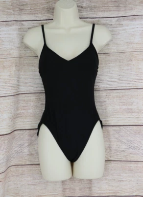 DKNY Swim Womens Size 6 Full Piece High Rise Bathing Swimsuit Black Adjustable - Image 1 of 4