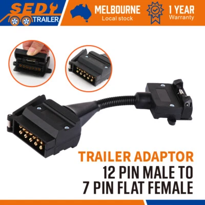 12 Pin Male To 7 Pin Flat Female Trailer Plug Socket  Adaptor Caravan Connector - image 1 of 4