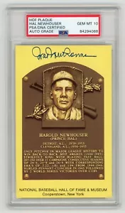 Hal Newhouser Signed Autographed HoF Plaque Postcard PSA DNA Gem Mint 10 - Picture 1 of 2
