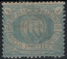 SAN MARINO 1894/99 1L azzurro grigio cert *