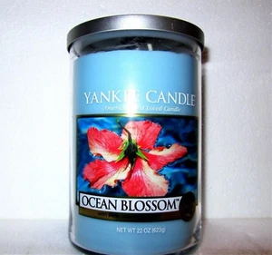 Yankee Candle Retired "OCEAN BLOSSOM" Large 22 oz.~ 2-Wick~ WHITE LABEL~RARE~NEW - Picture 1 of 4