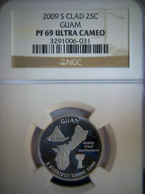  Guam  Proof Clad Quarter 2009-S NGC PF 69 Ultra Cameo - Image 1 of 2