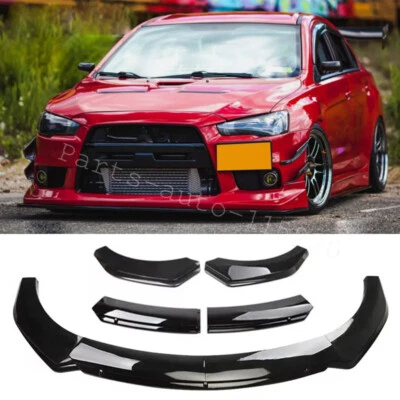 For Mitsubishi Lancer 08-15 EVO X Front Bumper Lip Splitter Body Kit Gloss Black Foto 1 de 4