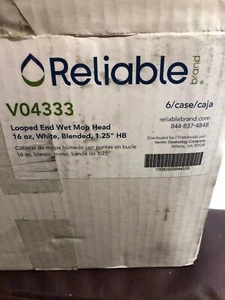 RELIABLE Looped End Wet Mop Head 16 oz-White-Blended, 1.25" HB-VO4333-CASE OF 6 - Picture 1 of 3