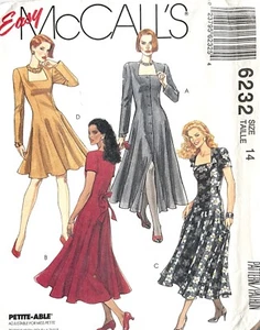 1990's McCall's Misses' Dress Pattern 6232 Size 14 UNCUT - Picture 1 of 2