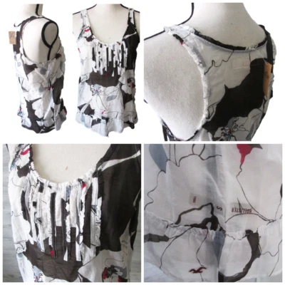 Camiseta sin mangas Y2k Hollister S camisola transparente Bettys floral seda pintuck pliegues nueva con etiquetas Foto 1 de 4