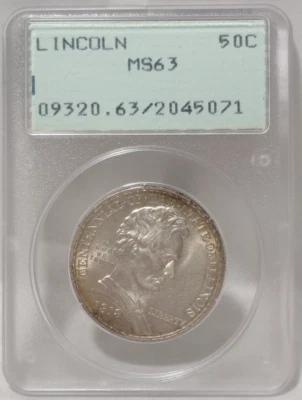 Medio dólar conmemorativo 1918 estado de Illinois Lincoln graduación profesional MS 63 Foto 1 de 4