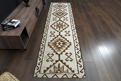 3x10,9 pies, ALFOMBRA DE CORREDOR TURCO, alfombra marrón beige escalera, alfombra decorativa en mal estado, alfombra 3x11 Foto 1 de 4