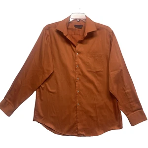 Geoffrey Beene Men's Size 16 1/2 34/35 Orange Button Up Long Sleeve Collar Shirt - Picture 1 of 13