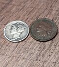 Silver Coin Starter Set; Indian Head Penny & Silver Mercury Dime. No Cull Coins