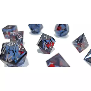 Handmade Resin Art 9-Piece Red Rhinestone Dice Set for RPG, Dungeons & Dragons - Picture 1 of 10