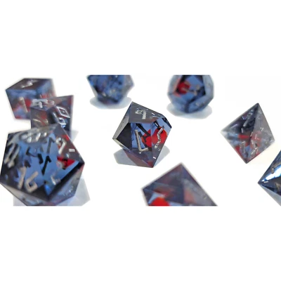 Handmade Resin Art 9-Piece Red Rhinestone Dice Set for RPG, Dungeons & Dragons - Image 1 of 4