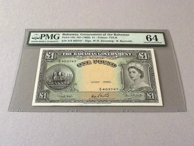 Bahamas 1 Pound P-15b ND(1953)  PMG 64 - Image 1 of 4