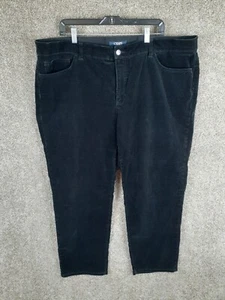 Chaps Corduroy Pant Women 22W Black Straight Leg Comfort Waist High Rise Stretch - Picture 1 of 10