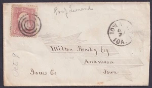 1864 Civil War Patriotic Cover Hand Drawn 3c Brown IOWA CITY CDS - Picture 1 of 2