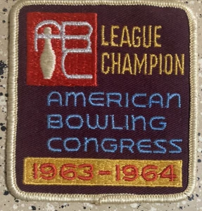 Parche bordado vintage 1963-64 campeón de la liga ABC deportes bolos americanos - Imagen 1 de 2