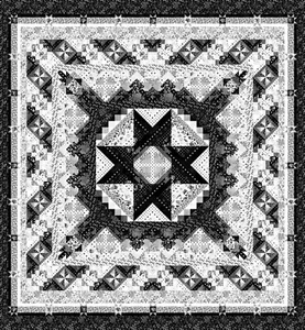 Shadow Blooms - 96" x 104" schwarz und weiß Queen Size Quilt - Top & Bindung - Bild 1 von 9