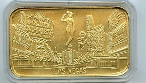 All-chips Las Vegas Bar Downtown w/ COA 1-OZT .999 Fine Silver Bar Gold Gilded - Picture 1 of 3