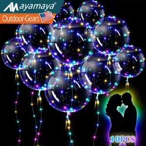 Juego de 10 PIEZAS de Globos BOBO con Iluminación LED 20 pulgadas Transparente Burbuja Boda Fiesta Decoración - Imagen 1 de 12