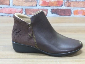 Women's Revere Damascus Zip-Up Leather Bootie Espresso French/Lizard *DAMA-ELZ - Picture 1 of 5