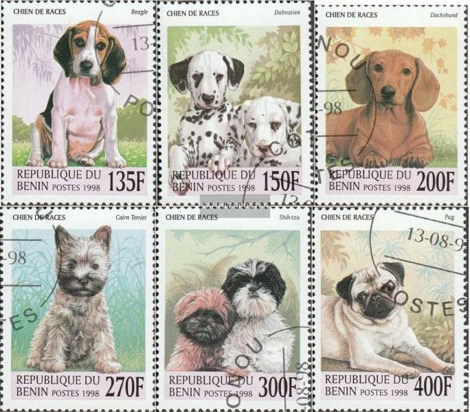 Benin 1049-1054 (complete issue) used 1998 Puppies - Image 1 of 1