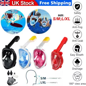Kids Adults Snorkel Face Mask Swimming Scuba Set Full Anti-Fog Diving For Gopro - Picture 1 of 16