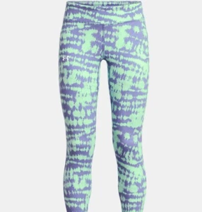 Girls' UA Motion Printed Crop Leggings Matrix green/Starlight/White Size S - Picture 1 of 2
