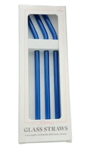 Paquete de 3 pajitas de vidrio sin alcohol de vidrio azul de 8 pulgadas - Imagen 1 de 1