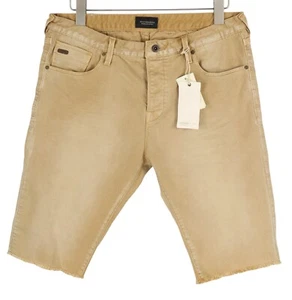 Pantalones cortos para hombre Scotch & Soda W34 denim lavado beige abotonados abanicos logotipo - Imagen 1 de 10