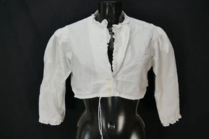 Gr.46 Dirndlbluse weiß Bluse für Dirndl Baumwolle mit Spitze B10513 - Bild 1 von 4