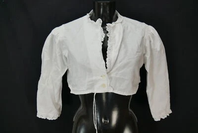 Gr.46 Dirndlbluse weiß Bluse für Dirndl Baumwolle mit Spitze B10513 - Bild 1 von 4