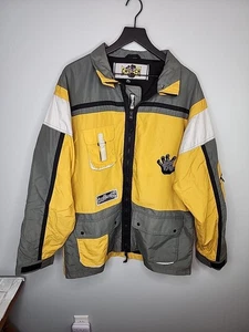 Chaqueta De Colección Crunch Fitness Gimnasio Amarillo Gris Cremallera Completa Para Hombre XL Hecha en Corea - Imagen 1 de 9