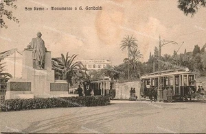 dq356 cartolina san remo monumento a g.garibaldi tram provincia di imperia 1915 - Picture 1 of 2