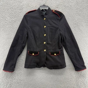 Ralph Lauren Peplum Denim Military Jacket Womens Size 4 Black Blazer Velvet Gold - Picture 1 of 15