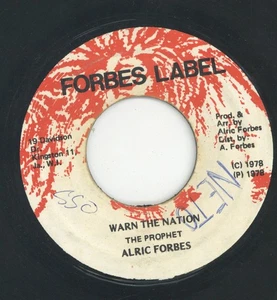 " WARN THE NATION." alric forbes. FORBES LABEL 7in 1978. - Picture 1 of 2