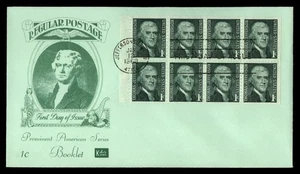 Mayfairstamps US FDC 1968 block Thomas Jefferson 1 cent stamps Kolor Kover First - Picture 1 of 2