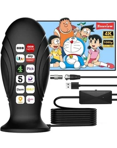 Innenbereich TV Antenne, 4K Ultra HD TV-Antenne Innenbereich mit Verstärker Signalverstärker - Bild 1 von 7